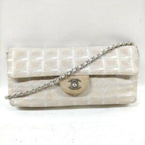 Chanel White Canvas Shoulder Bag
